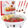 Electric Fondue Maker Deluxe Set w 4 Forks, Removable Serving Tray & Melting/Warming Setting - Great for Dipping Snacks Marshmallows Bread in Chocolate, Caramel, Cheese, Sauce - Appetizers & Desserts 18 81VkVEV8faL