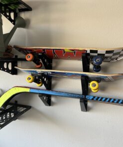 StoreYourBoard Skateboard and Longboard Storage Rack, Trifecta Wall Mount Display, Home and Garage Organizer 35 81VlOy090L