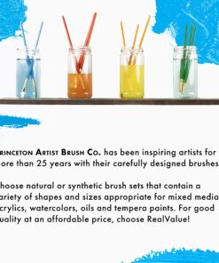 PRINCETON ARTIST BRUSH CO. Princeton Real Value, Series 9100, Paint Brush Sets for Acrylic, Oil & Watercolor Painting, Syn-Gold Taklon (Rnd 2, 4, Liner 2/0, Shader 2, 6, Angular 1/4, Wash 3/4) Gold 16 81Vmy1ppNZL