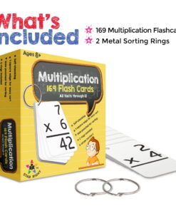 Star Right Math Flash Cards - Multiplication Flash Cards - 169 Hole Punched Math Game Flash Cards - 2 Binder Rings - for Ages 8 and Up - Multiplication Flash Cards 3rd Grade, 4th, 5th, and 6th Grades 169 Multiplication Flash Cards 25 81Vn0m51zqL
