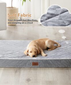 Alternative view of WNPETHOME Orthopedic Dog Beds for Large Dogs, Extra Large Waterproof Dog Crate Bed with Removable Washable Cover & Anti-Slip Bottom, Multi-Needle Quilting Dog Bed for Crate (41x28x4 inch) 41.0"L x 28.0"W x 4.0"Th Light Grey