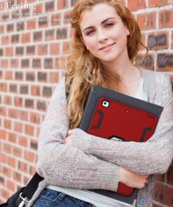 TIANLI iPad 6th Generation Cases,iPad 2018 Case,iPad 9.7 inch Case Three Layer Heavy Duty Shockproof Protective Hybrid High Impact Resistant Cover with Kickstand for iPad A1893/A1954/A1822/A1823,Red Red/Black 31 81Vom3kEdfL