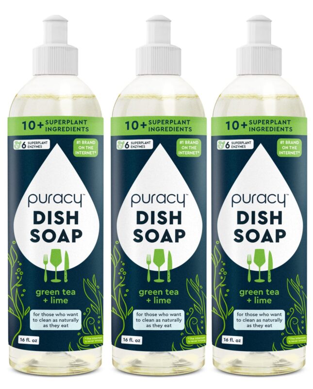 Catalog 2 Puracy Dish Soap, Green Tea & Lime, Care for Your Dishes and Your Hands, 99.96% Plant-Based, Natural Liquid Dishwashing Detergent, Skin Friendly Sulfate-Free Kitchen Soap, 16 Fl Oz (Pack of 3) 16 Fl Oz (Pack of 3)