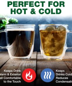 Alternative view of Eparé 13 oz Double Wall Coffee Mugs Set of 2 - Large Iced Latte Glass Coffee Cups with Handle - Lightweight Double Walled Glass Coffee Mug - Cappuccino, Tea, or Espresso Glass Cups Clear - 13 ounce