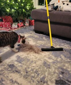 FURemover Original Indoor Pet Hair Rubber Broom with Carpet Rake and Squeegee, Black and Yellow FURemover Original Indoor Broom 48 81VqrsouClL