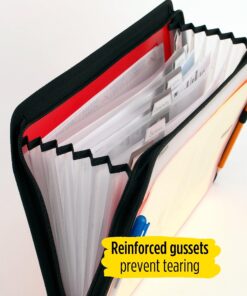 Five Star 7 Pocket Expanding File Organizer, Plastic Expandable File Folders with Customizable Tabs & Clear Cover, Holds 11" x 8-1/2", Zipper Closure, Fire Red (72705) 10 81VsCeQcc5L