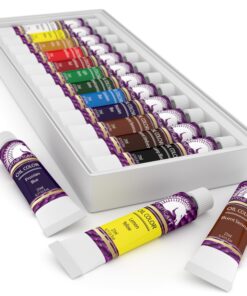MyArtscape Oil Paint Set - 21ml x 12 Tubes - Artist Quality - Lightfast - Heavy Body - Highly Pigmented Oil-based Colors - Excellent Coverage - Professional Painting Supplies 4.8 Fl Oz (Pack of 12) 20 81Vv6UTygLL