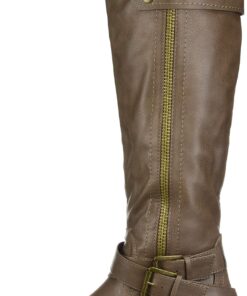 Rampage Women's Hansel Zipper and Buckle Knee-High Riding Boot 5 Taupe Smooth 15 81VvLHjXTQL