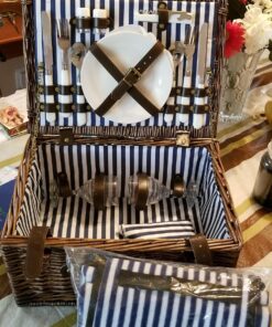 Wicker Picnic Basket for 2 with Waterproof Picnic Blanket, Picnic Set for 2 with Sand-Proof Beach Mat,Willow Hamper Service Gift Set for Camping and Outdoor Party Best Gift 15.4" For 2 47 81VvN7dRhjL