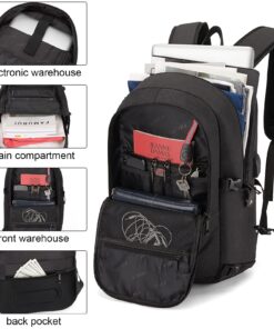 Tzowla Travel Laptop Backpack Water Resistant Anti-Theft Bag with USB Charging Port and Lock 15.6 Inch Computer Business Backpacks for Women Men Work College Gift,Casual Daypack 15.6inch A-black 38 81VvlkijIL