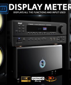 Pyle Wireless Bluetooth Power Amplifier System-420W 5.1 Channel Home Theater Surround Sound Audio Stereo Receiver Box w/RCA,AUX,Mic w/Echo,Remote,Support HDMI-For Subwoofer Speaker-Pyle PT588AB 15 81VwICWewgL