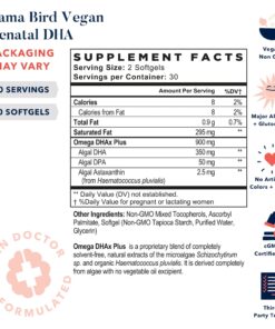 Mama Bird Vegan Prenatal DHA Vitamin, Algae Omega 3 Supplements, Supports Baby's Brain & Eyes, Easy to Swallow Softgels, Includes Bonus Healthy Pregnancy & Lactation Secrets, 60 Ct 18 81VwZ0t3yEL