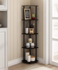 Alternative view of Furinno Turn-N-Tube 5 Tier Corner Display Rack Multipurpose Shelving Unit, 1-Pack, Espresso/Black 5-Tier Round Tube
