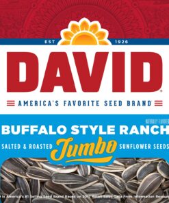 DAVID Seeds Buffalo Style Ranch Flavored Salted and Roasted Jumbo Sunflower Seeds, Keto Friendly Snack, 5.25 OZ Bags, 12 Pack 5.25 Ounce (Pack of 12) 14 81VyLOKR1L