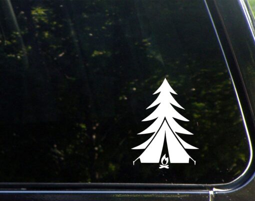 Diamond Graphics Tree Tent Fire (5" x 3-3/4") Die Cut Decal Bumper Sticker for Windows, Cars, Trucks, Laptops, Etc.