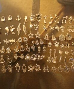 RUBYCA 160Pcs Assorted Mixed Silver Charms Pendants for Bracelets Jewelry Making Crafting Supplies, Tibetan Silver Color Charms, Just Like The Picture (Mix5) Mix 5 160 PCS 27 81VzcllyJML