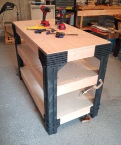 2x4basics 90164MI Custom Work Bench and Shelving Storage System, Black Work Bench with Shelf 70 81W0 HkXuKL