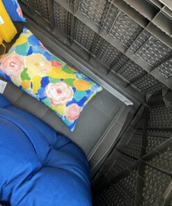 Suncast 99 Gallon Resin Wicker Patio Outdoor Storage Container for Toys, Furniture Deck box, Mocha 54 81W0RVtTAsL