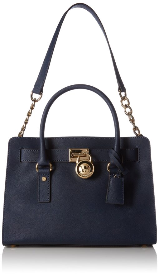 Michael Michael Kors Women's Hamilton Saffiano Leather Medium Satchel, Navy