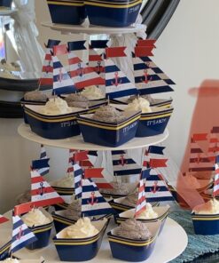 Alternative view of Nautical Baby Boy Shower Cupcake Collars and Cupcake Toppers Cupcake Picks Decoration Set - 50 Sets - Its a Boy Baby Shower Party Supplies - Nautical Baby Shower Decoration