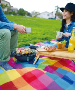 Time Concept Vacances Foldable Low Bamboo Table - L 12" x W 20" x H 9" - Wooden Picnic Furniture, Portable Dining Use 12D x 20W x 9H in 17 81W2z9OOGHL