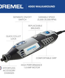 Dremel 4000-2/30 Variable Speed Rotary Tool Kit - Engraver, Polisher, and Sander- Perfect for Cutting, Detail Sanding, Engraving, Wood Carving, and Polishing- 2 Attachments & 30 Accessories 4000 Rotary Tool + 32 Accessories 32 81W5nMcp3TL