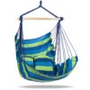 Sorbus Stylish Swing Chair - Fine Cotton Weave for Super Comfort & Durability - Hanging Hammock Chair w/2 Seat Cushions- Portable Outdoor Hanging Chair w/Hardware Kit - Indoor Outdoor Use - Max 265lbs Blue