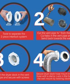Dryer Dock The Original Dryer Vent Quick Release - Two-Piece Dryer Hose Quick-Connect, Twist & Lock Tight, Fits 4 Inch Tubes,White 32 81W7JuHbVL