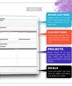 Panda Planner Undated Weekly Planner - 12 Month Organization - Productivity & Happiness - Journal - Daily Gratitude - Bonus Monthly Agenda - Black - Softcover 24 81W8OMe4OXL 2