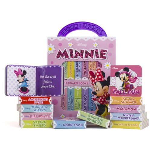 Disney Minnie Mouse - My First Library Board Book Block 12-Book Set - Great for Teaching First Words - PI Kids