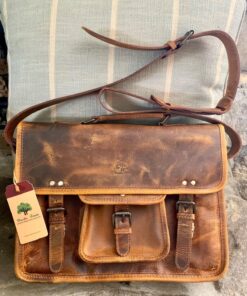 Leather Messenger Bag for Men - Full Grain Leather Briefcase Laptop Satchel Office Crossbody Travel Bag by Rustic Town (16 Inch, Brown) 61 81WAPooq9xL