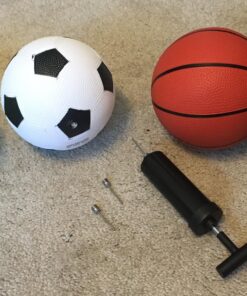 AppleRound Pack of 4 Sports Balls with 1 Pump: 1 Each of 5" Soccer Ball, 5" Basketball, 5" Playground Ball, and 6.5" Football (4 Balls and 1 Pump) 64 81WASY5gezL