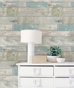 Alternative view of NuWallpaper NU3126 Beachwood Peel & Stick Wallpaper, Multicolor , Blue