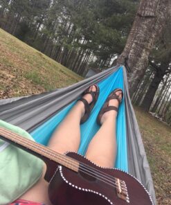 Wise Owl Outfitters Camping Hammock - Camping Essentials, Portable Hammock w/Tree Straps, Single or Double Hammock for Outside, Hiking, and Travel Blue & Grey Medium 46 81WCRkoyM7L