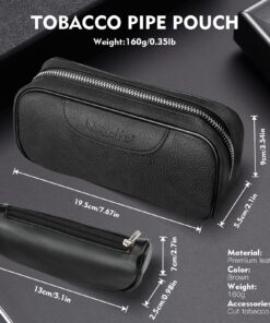 Scotte Luxury Tobacco Smoking Pipe Set,Leather Tobacco Pipe Pouch Wood Pipe Accessories(Redwood Scraper/Stand/Filter Element/Filter Ball/Small Bag/Box) (black) 26 81WCUUEKqBL