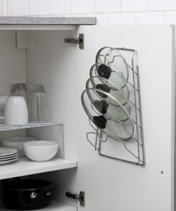 Organize It All Wall Cabinet Door Mounted Pot Lid Rack | Metal Wire | Dimensions 10.63" x 4.00" x 16.63" | Kitchen Storage | Sliver Chrome 28 81WD1U7JeL