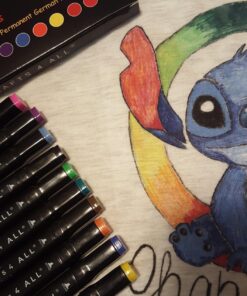 Crafts 4 All Fabric Markers Pens Permanent 12 Pack Dual Tip Minimal Bleed Rich Paint Color Pigment Fine Graffiti Fabric Pens, Child Safe & Non Toxic 12 Pack Black 41 81WIsaJNBL 2