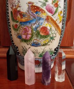 Healing Crystal Wands,2" Amethyst Crystal, Rose Quartz,Clear Quartz and Black Obsidian£¬6 Faceted Reiki Chakra Stones 4 pcs Pink,clear Quartz,black Obsidian,amethyst 2" Tall 43 81WJ2PSLucL