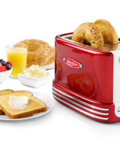 Alternative view of Nostalgia New and Improved Wide 2-Slice Toaster Perfect For Bread, English Muffins, Bagels, 5 Browning Levels, With Crumb Tray & Cord Storage, Retro Red