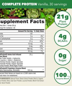 PlantFusion Complete Vegan Protein Powder - Plant Based Protein Powder With BCAAs, Digestive Enzymes and Pea Protein - Keto, Gluten Free, Soy Free, Non-Dairy, No Sugar, Non-GMO - Vanilla Bean 2 lb 30 Servings (Pack of 1) 24 81WMyWTYx6L