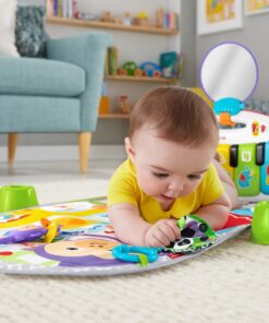 Fisher-Price Baby Playmat Deluxe Kick & Play Piano Gym & Maracas with Smart Stages Learning Content,5 Linkable Toys & 2 Soft Rattles (Amazon Exclusive) Kick N Play Green + Maracas 38 81WNuypS12L