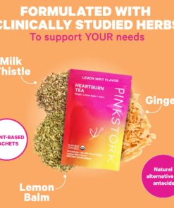 Pink Stork Heartburn Tea: Lemon Mint, 100% Organic, Heartburn Pregnancy Relief + Reduce Indigestion + Acid Reflux, Women-Owned, 30 Cups, Packaging May Vary 8 81WPqYYIlQL