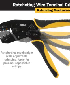 TITAN 11477 Ratcheting Wire Terminal Crimper Tool for Insulated Terminals, Fixed Jaw Crimper Fixed Jaw Crimper for Insulated Terminals 31 81WQ0zyFSQL