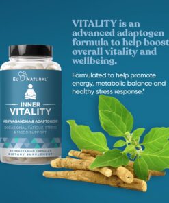 Vitality Adrenal Health & Cortisol Manager – Fight Fatigue, Feel Calm & Balanced – Healthy Cortisol, Focused Energy – Ashwagandha Supplement with Rhodiola, L-Tyrosine, Holy Basil – 60 Veg Capsules 28 81WQthouKyL