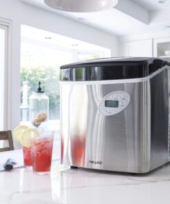 Newair Portable Ice Maker 50 lb. Daily, 12 Cubes in Under 7 Minutes - Compact Countertop Design - 3 Size Bullet Shaped Ice - for Kitchen/Office/RV/Bar - Stainless Steel 25 81WR4HmeY6L