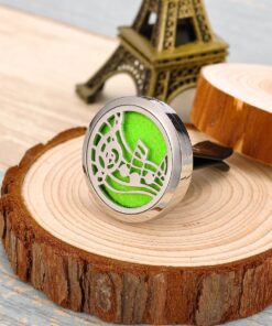 HOUSWEETY Car Air Freshener Aromatherapy Essential Oil Diffuser - Music Note Stainless Steel Locket,11 Refill Pads (Style 1-30mm) Style 1-30mm 10 81WVDwGP0KL