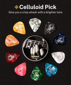Donner Celluloid Guitar Picks 16 Pack with Tin Box includes Thin, Medium, Heavy & Extra Heavy Picks, for Acoustic Guitar Electric Guitar Ukulele 16 Pcs Picks Dazzle pattern 32 81WXRSvrbVL 1