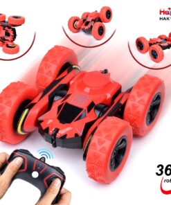 Haktoys Radio Remote Control Stunt Car 2 Sided AWD 360 Rotation RC Truck Toy Vehicle for Kids Boys and Adults, Different Frequencies - Two Players Can Play Together Red & Green Large 9 81WXrX5V0zL
