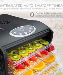 Ivation 6 Tray Countertop Digital Food Dehydrator Drying Machine 480w with Preset Temperature Settings, Auto Shutoff Timer and Even Heat Circulation for Beef Jerky, Fruits, Vegetables & Nuts 6 Tray - Standard 29 81WYE02MgJL