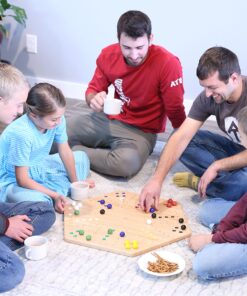 AmishToyBox.com Wahoo Marble Game Board Set - 20" Wide - Solid Maple Wood - Double-Sided - with Large 18mm Marbles and Dice Included 14 81WYgBVmGpL 1